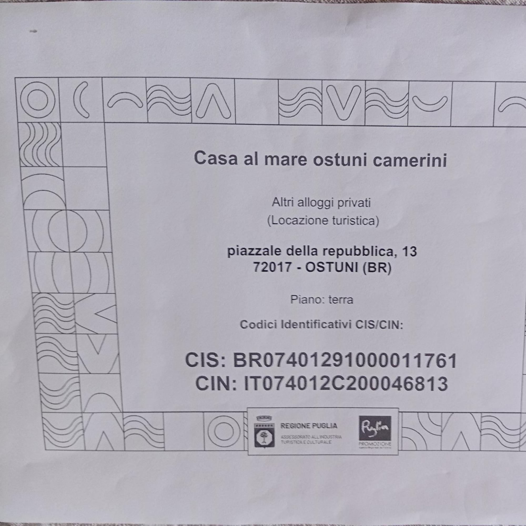 Casa Al Mare Ostuni Camerini Holiday home *